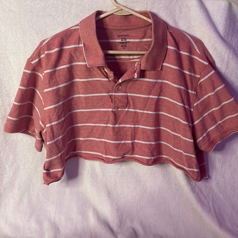 Collared striped crop top, altered by me